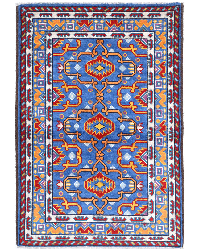 Revival 3' 4" X 4' 11" Hand Knotted Wool Rug 3' 4" X 4' 11" (101 X 150) / Blue / Wool