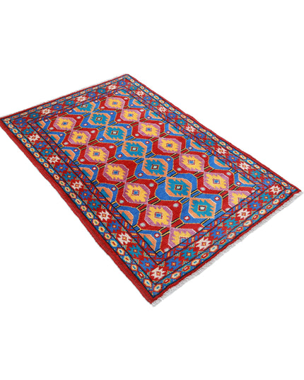 Revival 3' 2" X 4' 10" Hand Knotted Wool Rug 3' 2" X 4' 10" (97 X 147) / Red / Wool