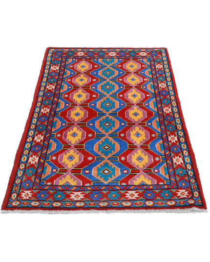 Revival 3' 2" X 4' 10" Hand Knotted Wool Rug 3' 2" X 4' 10" (97 X 147) / Red / Wool