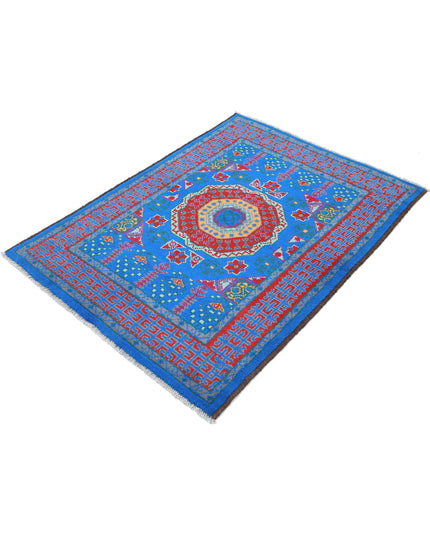 Revival 3' 6" X 4' 10" Hand Knotted Wool Rug 3' 6" X 4' 10" (107 X 147) / Blue / Wool