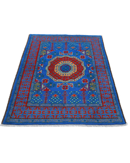 Revival 3' 6" X 4' 10" Hand Knotted Wool Rug 3' 6" X 4' 10" (107 X 147) / Blue / Wool