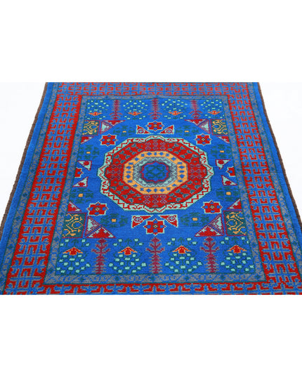 Revival 3' 6" X 4' 10" Hand Knotted Wool Rug 3' 6" X 4' 10" (107 X 147) / Blue / Wool