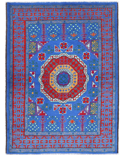 Revival 3' 6" X 4' 10" Hand Knotted Wool Rug 3' 6" X 4' 10" (107 X 147) / Blue / Wool