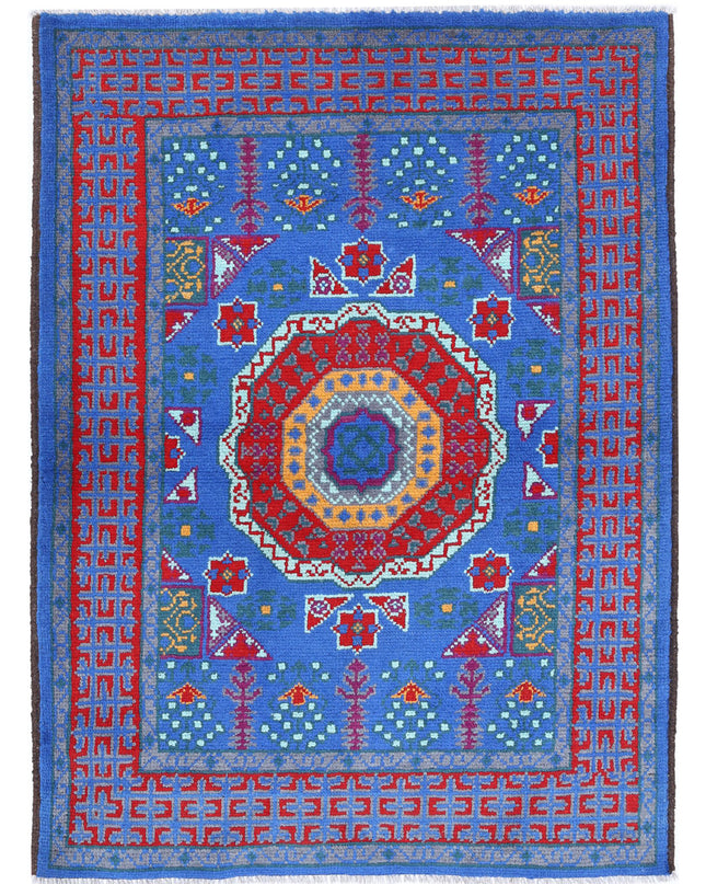 Revival 3' 6" X 4' 10" Hand Knotted Wool Rug 3' 6" X 4' 10" (107 X 147) / Blue / Wool