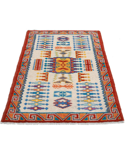 Revival 3' 2" X 4' 10" Hand Knotted Wool Rug 3' 2" X 4' 10" (97 X 147) / Ivory / Wool