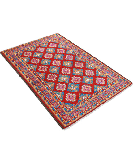 Revival 3' 5" X 4' 11" Hand Knotted Wool Rug 3' 5" X 4' 11" (104 X 150) / Red / Wool