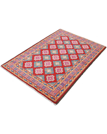 Revival 3' 5" X 4' 11" Hand Knotted Wool Rug 3' 5" X 4' 11" (104 X 150) / Red / Wool
