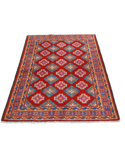 Revival 3' 5" X 4' 11" Hand Knotted Wool Rug 3' 5" X 4' 11" (104 X 150) / Red / Wool