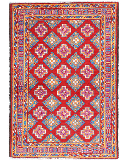 Revival 3' 5" X 4' 11" Hand Knotted Wool Rug 3' 5" X 4' 11" (104 X 150) / Red / Wool