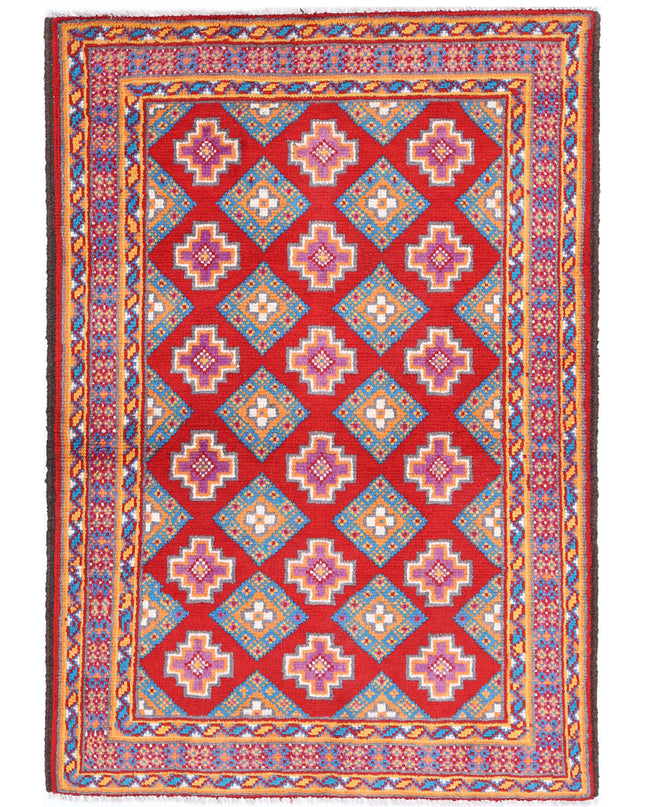 Revival 3' 5" X 4' 11" Hand Knotted Wool Rug 3' 5" X 4' 11" (104 X 150) / Red / Wool