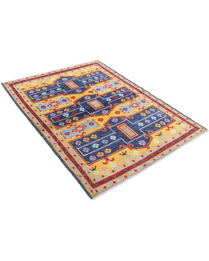 Revival 4' 4" X 5' 10" Hand Knotted Wool Rug 4' 4" X 5' 10" (132 X 178) / Blue / Wool