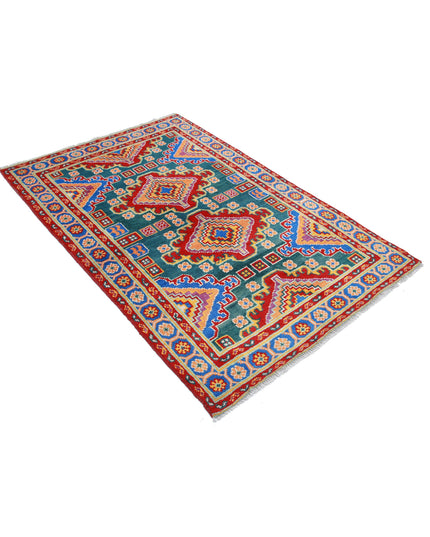 Revival 3' 10" X 5' 11" Hand Knotted Wool Rug 3' 10" X 5' 11" (117 X 180) / Green / Wool