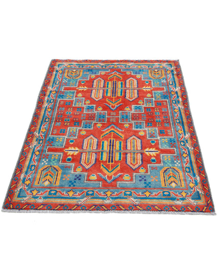 Revival 3' 4" X 4' 10" Hand Knotted Wool Rug 3' 4" X 4' 10" (101 X 147) / Rust / Wool