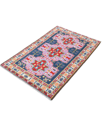 Revival 3' 2" X 4' 9" Hand Knotted Wool Rug 3' 2" X 4' 9" (97 X 145) / Blue / Wool