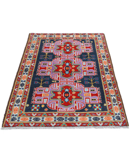 Revival 3' 2" X 4' 9" Hand Knotted Wool Rug 3' 2" X 4' 9" (97 X 145) / Blue / Wool
