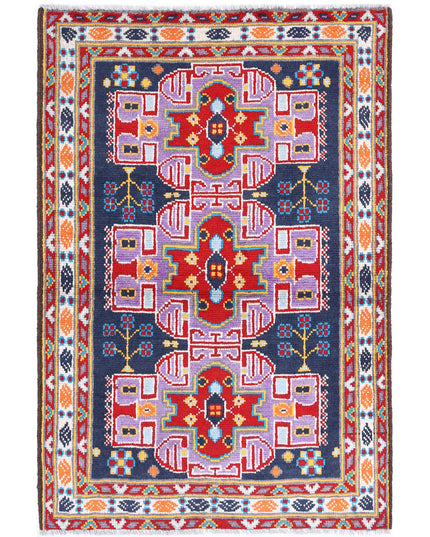 Revival 3' 2" X 4' 9" Hand Knotted Wool Rug 3' 2" X 4' 9" (97 X 145) / Blue / Wool