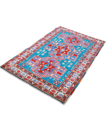 Revival 3' 7" X 5' 1" Hand Knotted Wool Rug 3' 7" X 5' 1" (109 X 155) / Teal / Wool