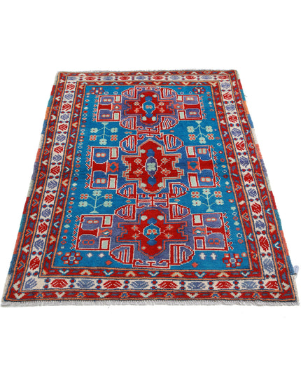 Revival 3' 7" X 5' 1" Hand Knotted Wool Rug 3' 7" X 5' 1" (109 X 155) / Teal / Wool