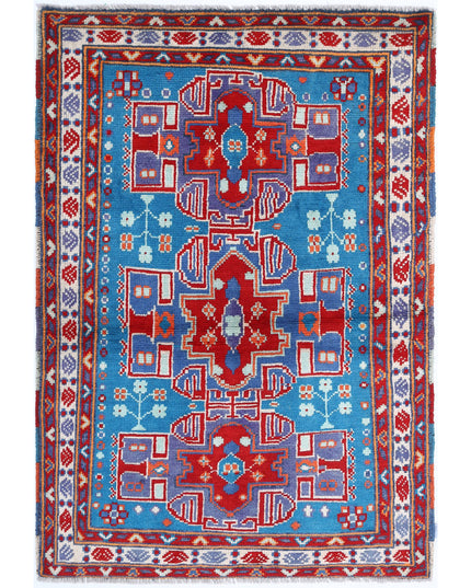 Revival 3' 7" X 5' 1" Hand Knotted Wool Rug 3' 7" X 5' 1" (109 X 155) / Teal / Wool