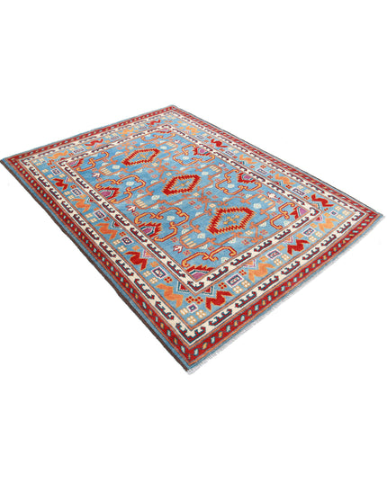 Revival 5' 1" X 6' 6" Hand Knotted Wool Rug 5' 1" X 6' 6" (155 X 198) / Blue / Wool