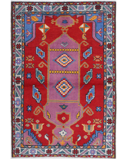 Revival 4' 0" X 6' 0" Hand Knotted Wool Rug 4' 0" X 6' 0" (122 X 183) / Red / Wool