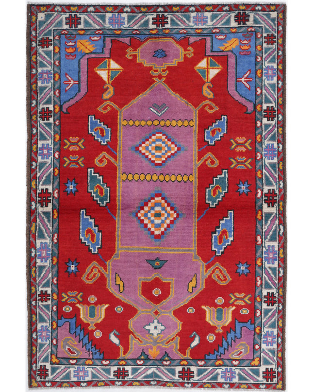 Revival 4' 0" X 6' 0" Hand Knotted Wool Rug 4' 0" X 6' 0" (122 X 183) / Red / Wool