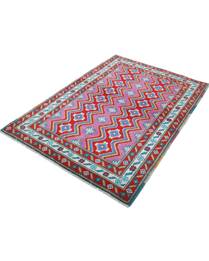 Revival 4' 1" X 5' 8" Hand Knotted Wool Rug 4' 1" X 5' 8" (124 X 173) / Purple / Wool