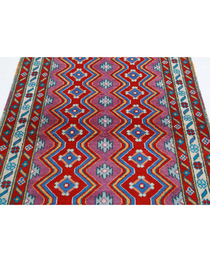 Revival 4' 1" X 5' 8" Hand Knotted Wool Rug 4' 1" X 5' 8" (124 X 173) / Purple / Wool