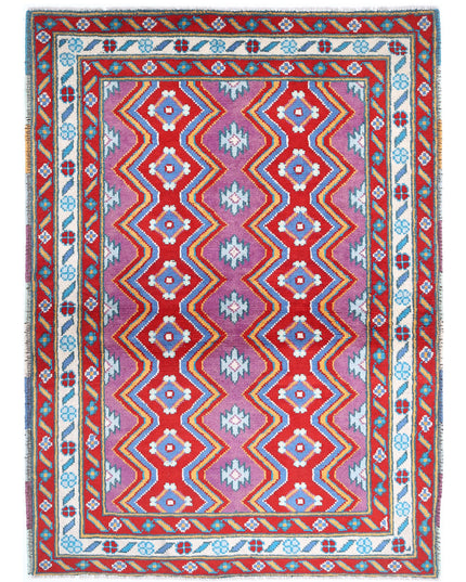 Revival 4' 1" X 5' 8" Hand Knotted Wool Rug 4' 1" X 5' 8" (124 X 173) / Purple / Wool