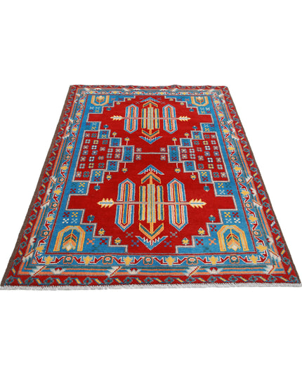 Revival 4' 0" X 6' 0" Hand Knotted Wool Rug 4' 0" X 6' 0" (122 X 183) / Red / Wool
