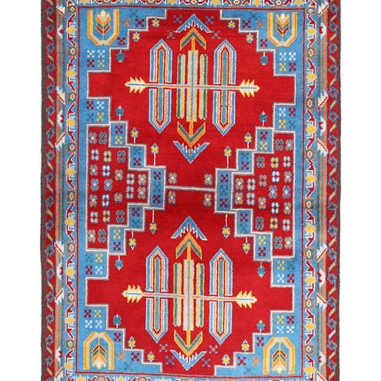 Revival 4' 0" X 6' 0" Hand Knotted Wool Rug 4' 0" X 6' 0" (122 X 183) / Red / Wool