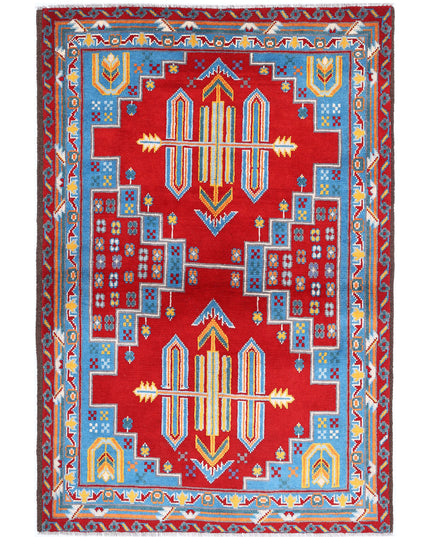 Revival 4' 0" X 6' 0" Hand Knotted Wool Rug 4' 0" X 6' 0" (122 X 183) / Red / Wool