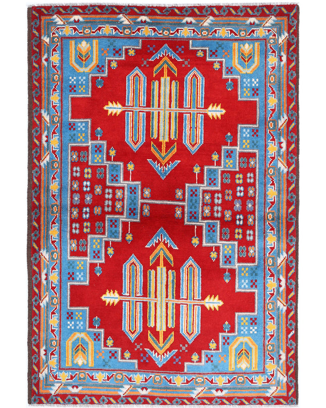 Revival 4' 0" X 6' 0" Hand Knotted Wool Rug 4' 0" X 6' 0" (122 X 183) / Red / Wool