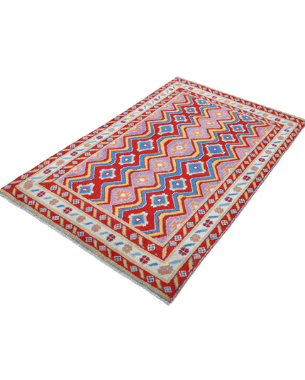 Revival 3' 11" X 6' 0" Hand Knotted Wool Rug 3' 11" X 6' 0" (119 X 183) / Red / Wool