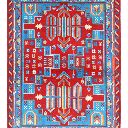 Revival 5' 0" X 6' 9" Hand Knotted Wool Rug 5' 0" X 6' 9" (152 X 206) / Red / Wool