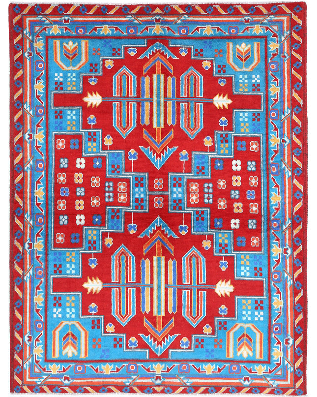 Revival 5' 0" X 6' 9" Hand Knotted Wool Rug 5' 0" X 6' 9" (152 X 206) / Red / Wool