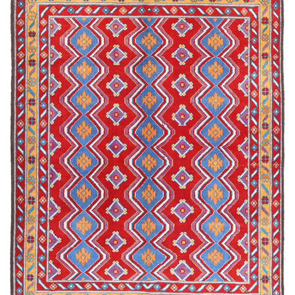 Revival 5' 2" X 6' 6" Hand Knotted Wool Rug 5' 2" X 6' 6" (158 X 198) / Red / Wool