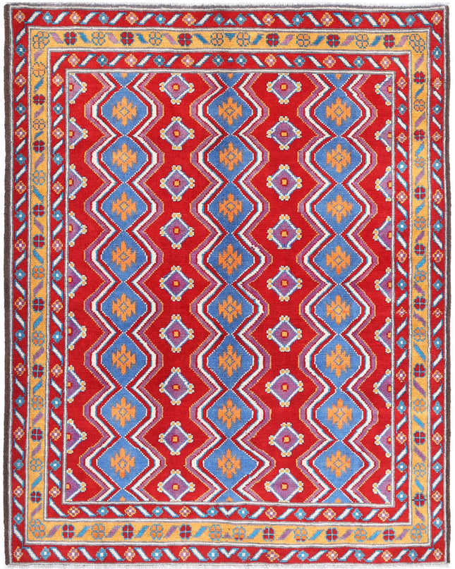 Revival 5' 2" X 6' 6" Hand Knotted Wool Rug 5' 2" X 6' 6" (158 X 198) / Red / Wool