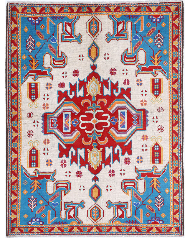 Revival 5' 3" X 6' 9" Hand Knotted Wool Rug 5' 3" X 6' 9" (160 X 206) / Ivory / Wool