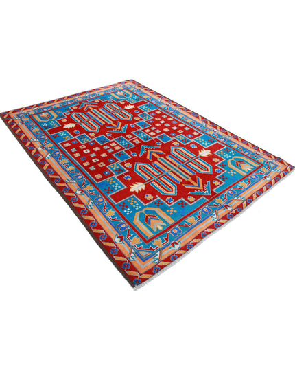 Revival 5' 7" X 7' 7" Hand Knotted Wool Rug 5' 7" X 7' 7" (170 X 231) / Red / Wool