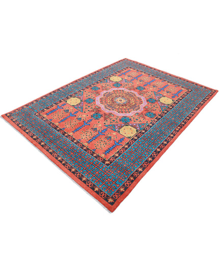 Revival 5' 7" X 7' 9" Hand Knotted Wool Rug 5' 7" X 7' 9" (170 X 236) / Orange / Wool