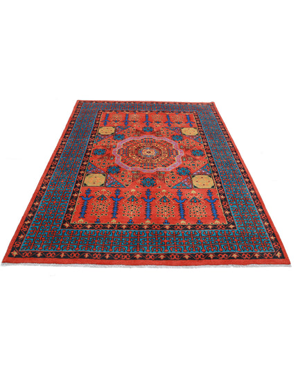 Revival 5' 7" X 7' 9" Hand Knotted Wool Rug 5' 7" X 7' 9" (170 X 236) / Orange / Wool