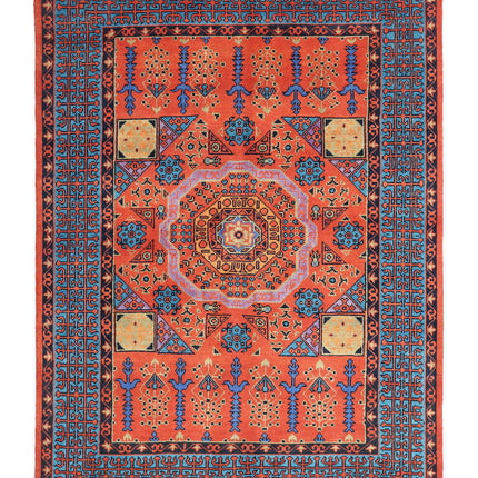 Revival 5' 7" X 7' 9" Hand Knotted Wool Rug 5' 7" X 7' 9" (170 X 236) / Orange / Wool