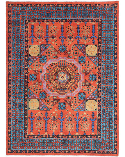 Revival 5' 7" X 7' 9" Hand Knotted Wool Rug 5' 7" X 7' 9" (170 X 236) / Orange / Wool