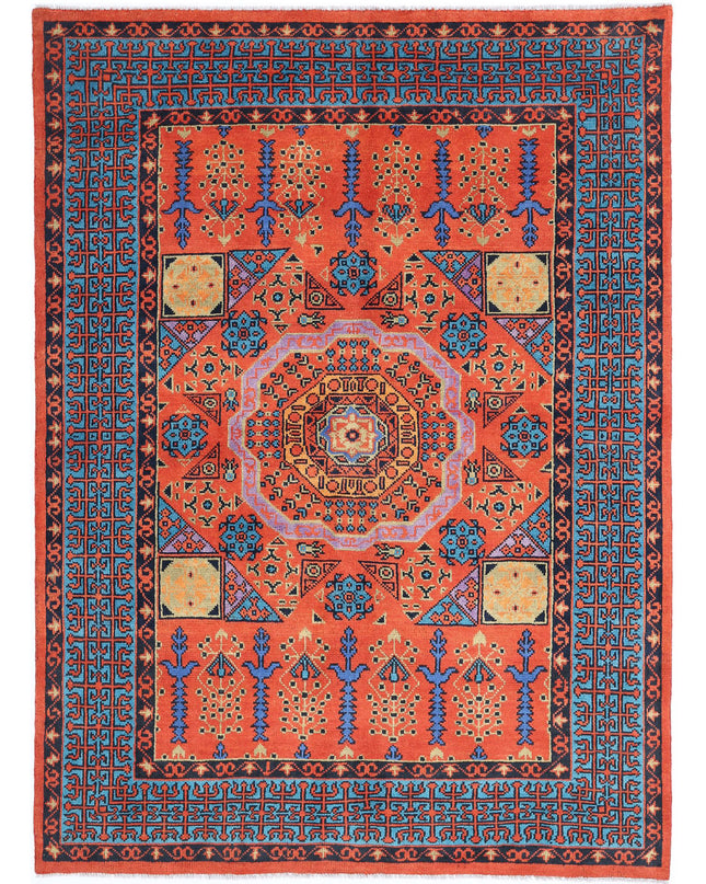 Revival 5' 7" X 7' 9" Hand Knotted Wool Rug 5' 7" X 7' 9" (170 X 236) / Orange / Wool