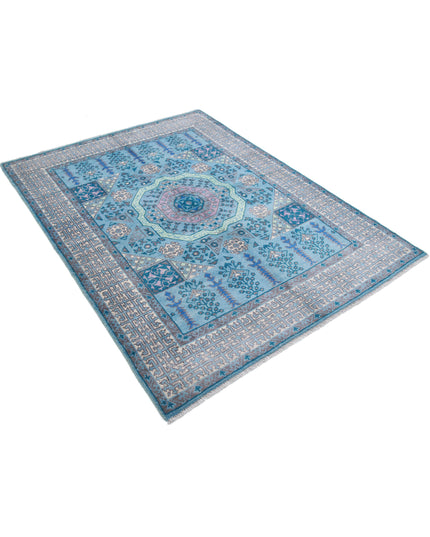 Revival 4' 11" X 6' 7" Hand Knotted Wool Rug 4' 11" X 6' 7" (150 X 201) / Blue / Wool