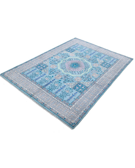 Revival 4' 11" X 6' 7" Hand Knotted Wool Rug 4' 11" X 6' 7" (150 X 201) / Blue / Wool