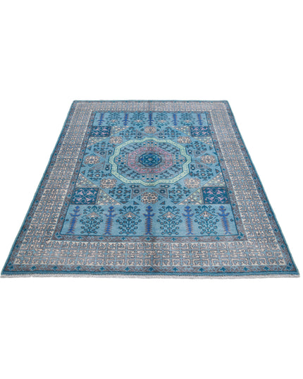 Revival 4' 11" X 6' 7" Hand Knotted Wool Rug 4' 11" X 6' 7" (150 X 201) / Blue / Wool