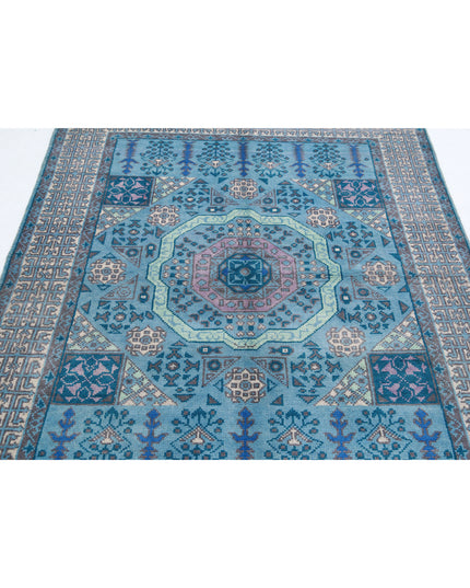 Revival 4' 11" X 6' 7" Hand Knotted Wool Rug 4' 11" X 6' 7" (150 X 201) / Blue / Wool