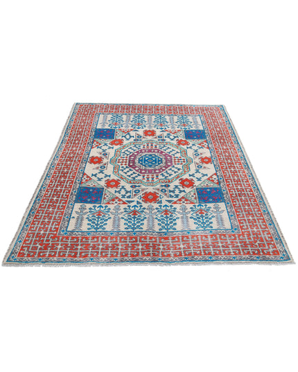 Revival 5' 0" X 6' 4" Hand Knotted Wool Rug 5' 0" X 6' 4" (152 X 193) / Ivory / Wool